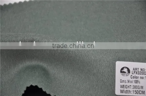 Hot selling light green 100 wool fleece woolen fabric for coats