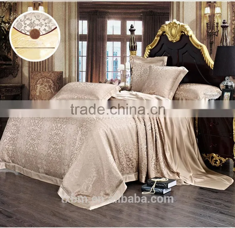 High quality colorful jacquard 4-piece Bedding Set,100% silk