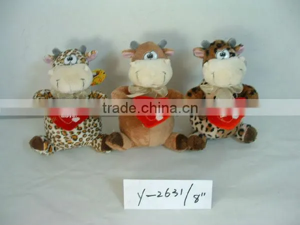beautiful customized soft plush stuffed spotty dog animal toy with embroidered bone pillow&silk bowtie for valentine day