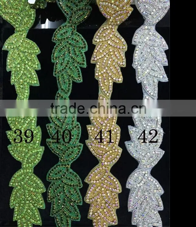 Rhinestone applique,crystal bridal Sash applique, Rhinestone trim applique, rhinestone embellishment,wedding beaded applique
