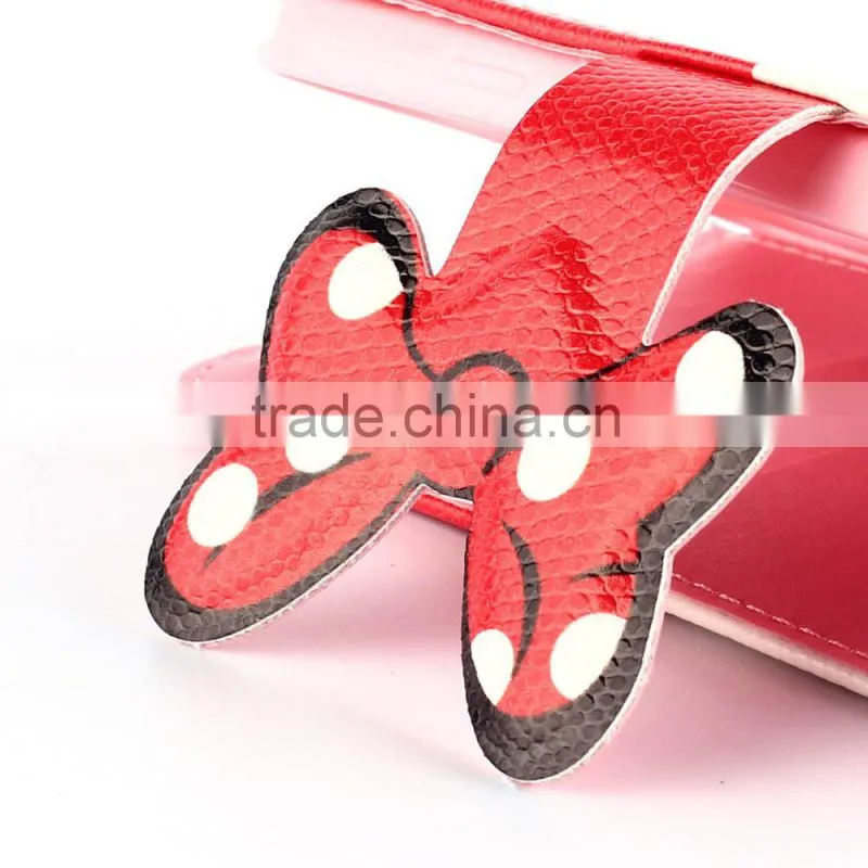 Patent Design Bowknot Button Wallet Leather Case For iPhone 5/5s