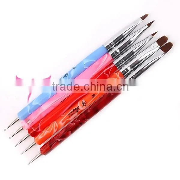 Wholesale Double Sided Nail Brush With Dotting Tool