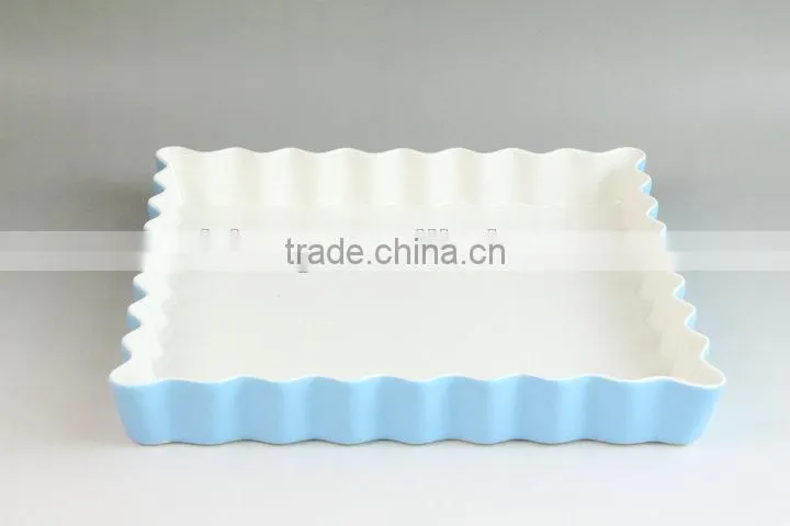 Bakeware colorful glazed corrugated ceramic square plate