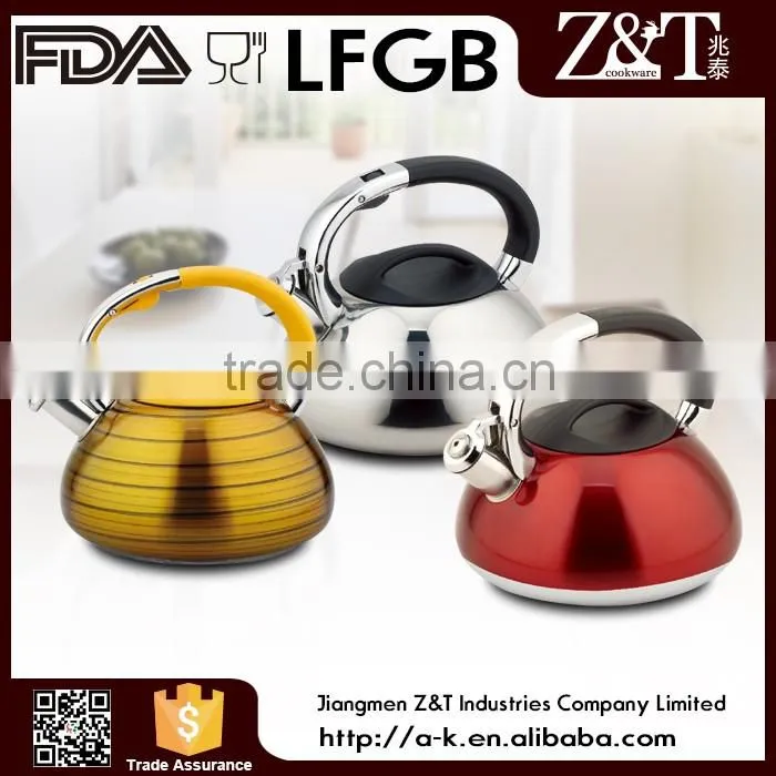 stainless steel mirror spout brew kettle with black plastic handle