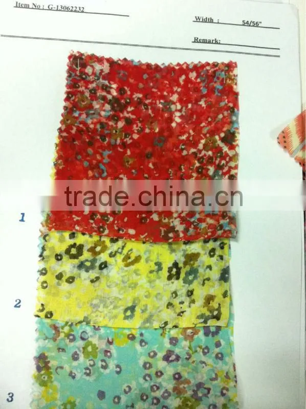 US$ 1/M up Chiffon Print Fabric Textile Stock Stocklot:G-13062232