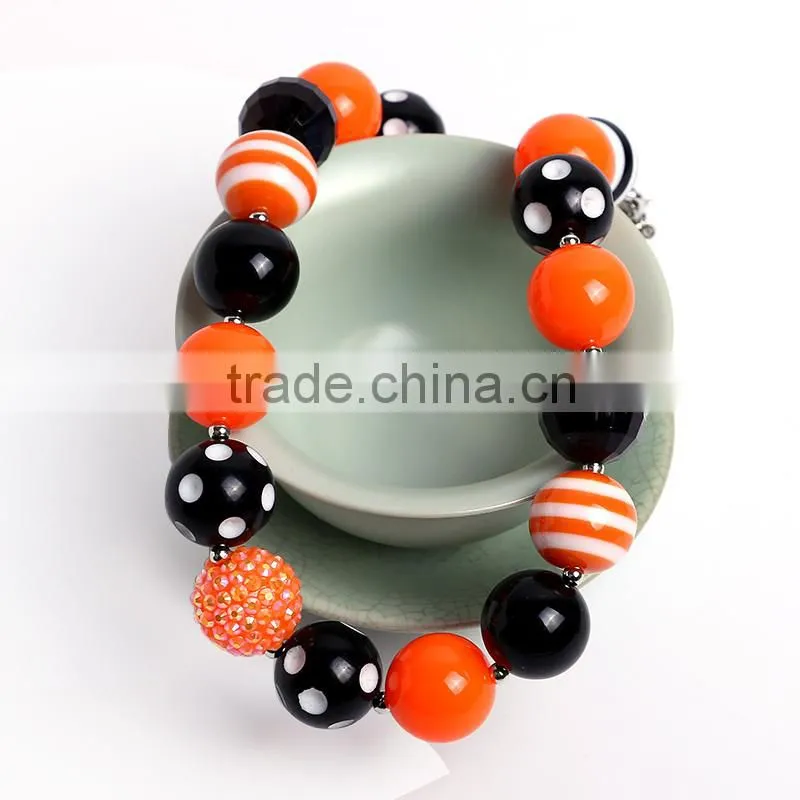 lovely baby girls fashion chunky jewelry orange and black mix color bubblegum bead necklace for sale