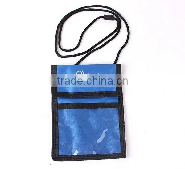 Travel polyester neck pouch passport holder