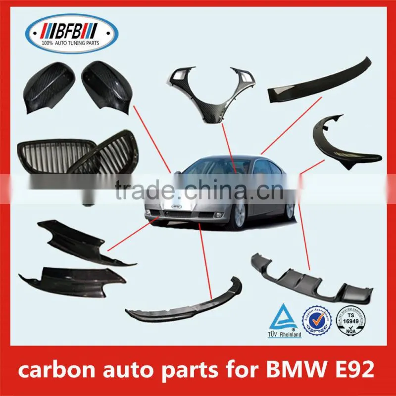 carbon fiber auto parts front splitters for BMW E92 spoiler, mirror cover, front grille