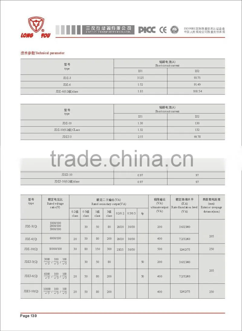 JDZ-10 10kV single phase semi-enclosed dry type voltage Transformer