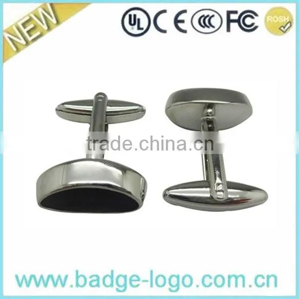 Black Enamel Round Metal Cuff Link