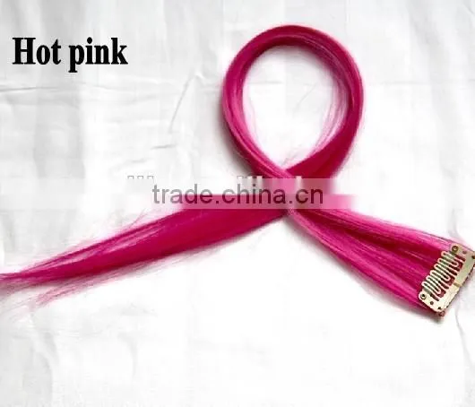 cheap clip in hair extensions synthetic fiber hair extension solid single colored clip in hair extension