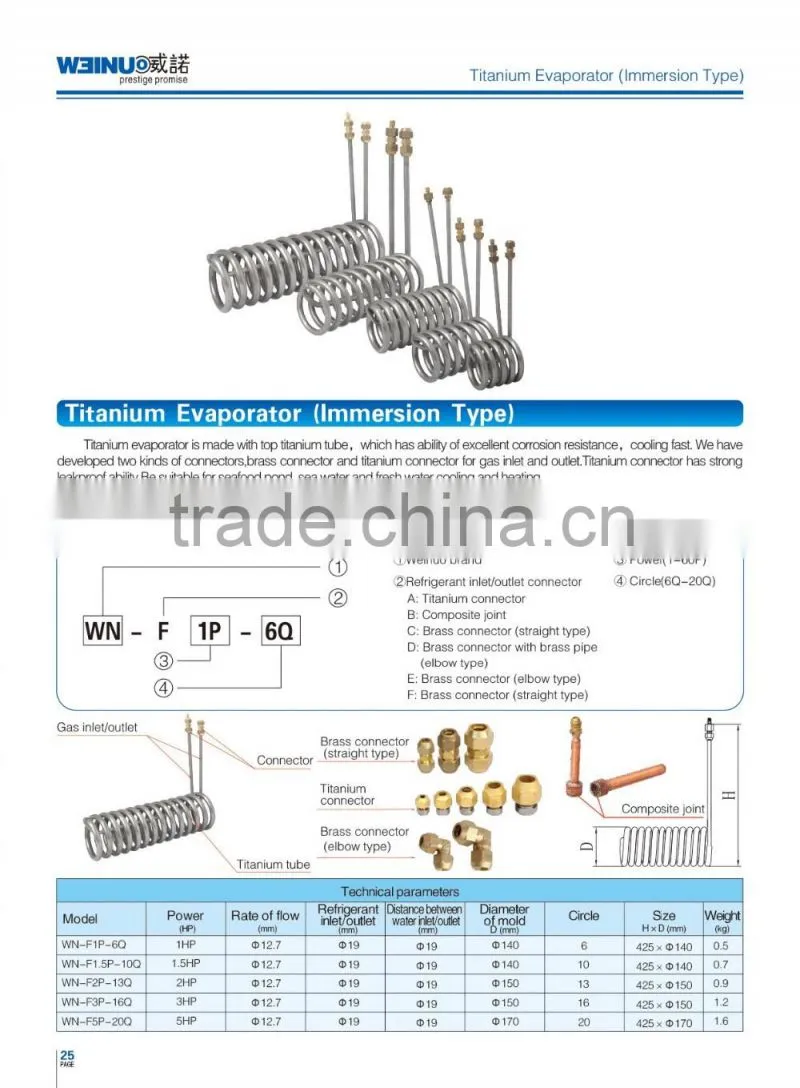 3HP WN-F3P-16Q titanium evaporator (immersion type)