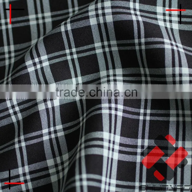 polyester mechanical stretch yarn dyed plaid fabric