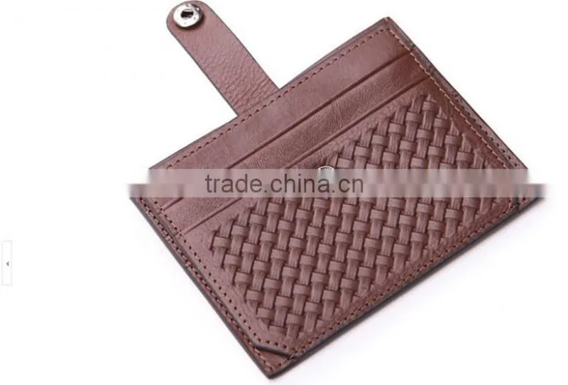 Factory OEM super slim full protect snap closure lightweight braided leather slim bag