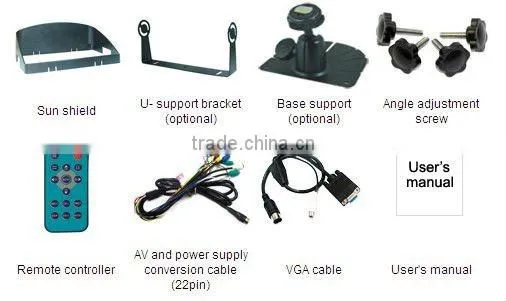 7 inch LCD Quad VGA vehicle monitor with Touch screen & touch buttons