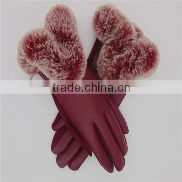 2016 China Hot Sale Black/Brown/Red Tight PU Leather Cycling Hand Gloves