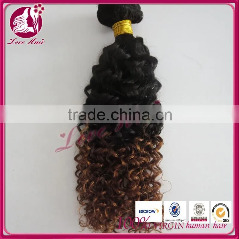 Grade AAAAAA deep curl human hair with color #1b and #33 deep curl weave deep curl
