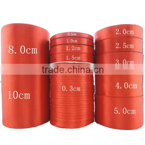 Wholesale Solid color wedding decoration belt single side 100% polyester satin ribbon 25yards/roll