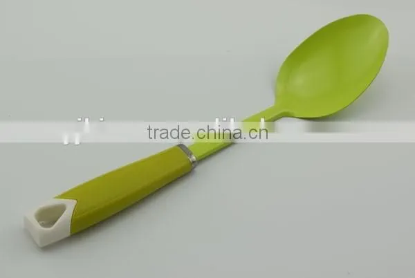 plastic handle kitchenware stainless steel long spoon with colorful