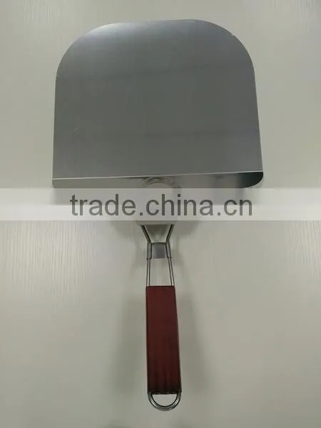 Stainless steel pizza paddle with wooden handle