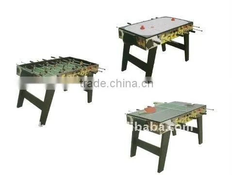 Cheaper price Factory promotion 3 in1 Multifunction game table. Soccer table, Table tennis table, push hockey table.