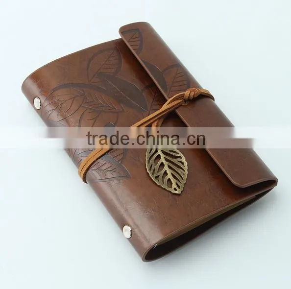 Hot Selling Sketchbook Stationery PU Leather Notebook Leaf Journal Diary