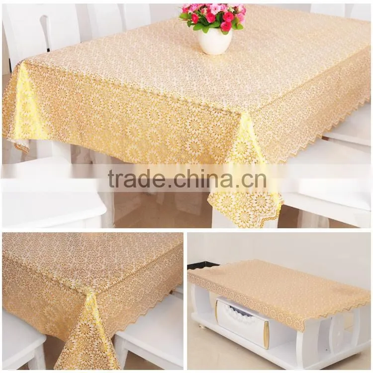 wedding party gold stamping printed PVC table cloth 137cm*20m/roll