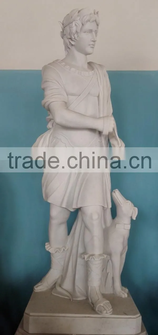 Life Size White Marble Hunter Statue