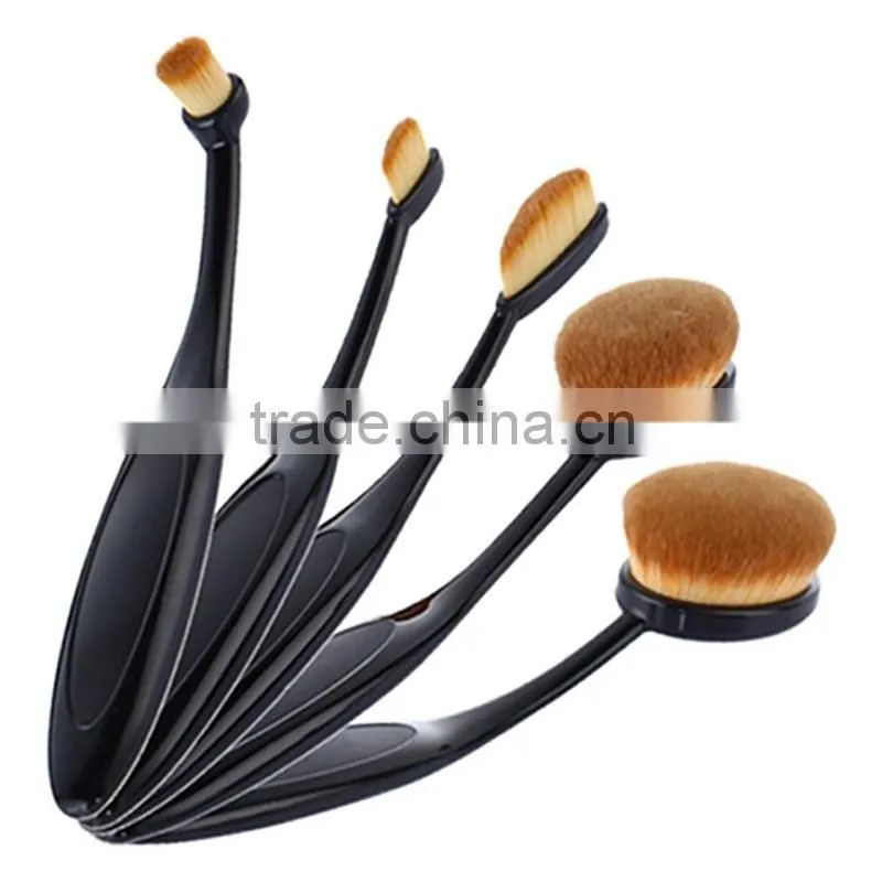 Hot selling Toothbrush shape BB cream fundation oval makeup brushes for 5pcs