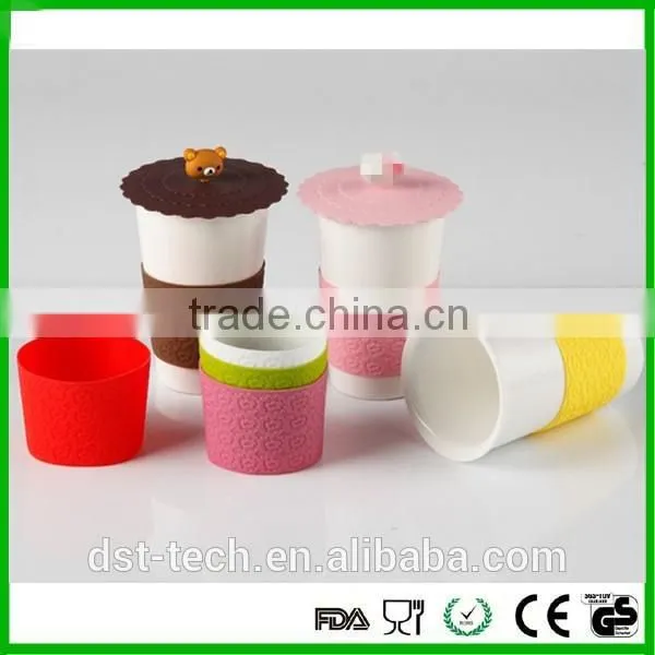 silicone cup lid animal hot water bottle cover coffee cup lid