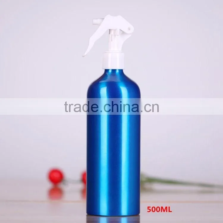 2017 Wholesale 30ml-500ml blue aluminum perfume bottle trigger spray aluminum bottle for cosmetic packaging
