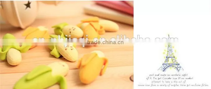 Nice and fashion skinning banana eraser with expression (2pcs)