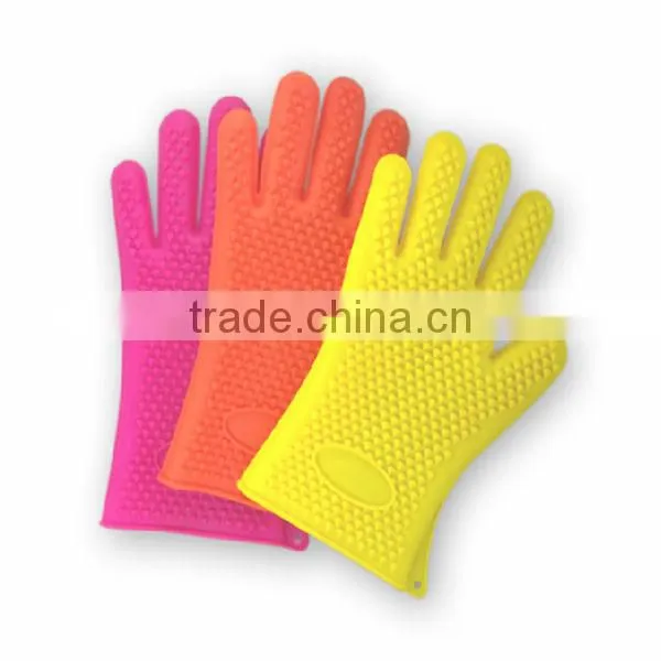 Eco-friendly kitchen glove,silicone oven glove with fingers,kitchen mittens