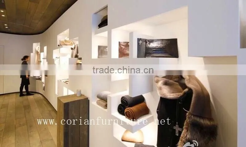 Acrylic solid surface corian modular designed shop display furniture