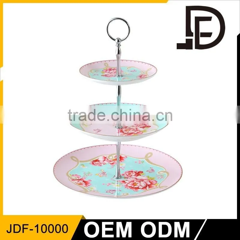 3-tier dessert plate fruit cupcake ceramic plate , cake plate with dome, wedding cake stand
