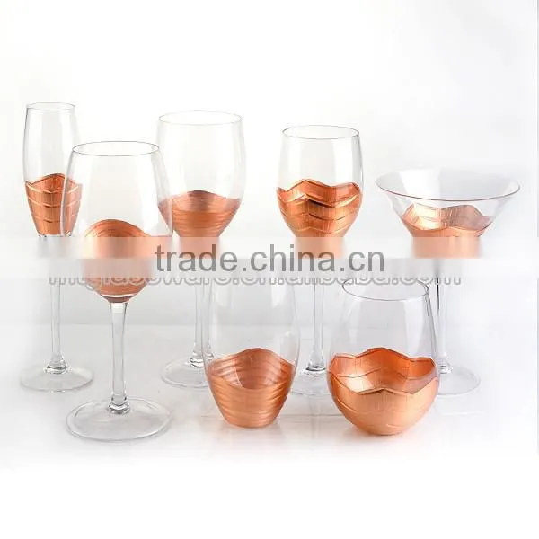 high quality cooper deco wine glass set for dinner