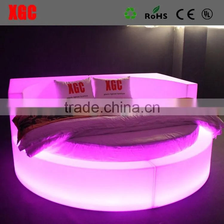 New design luxury Circle shape hotel bed hotel extra bed with 16 colors changing led light