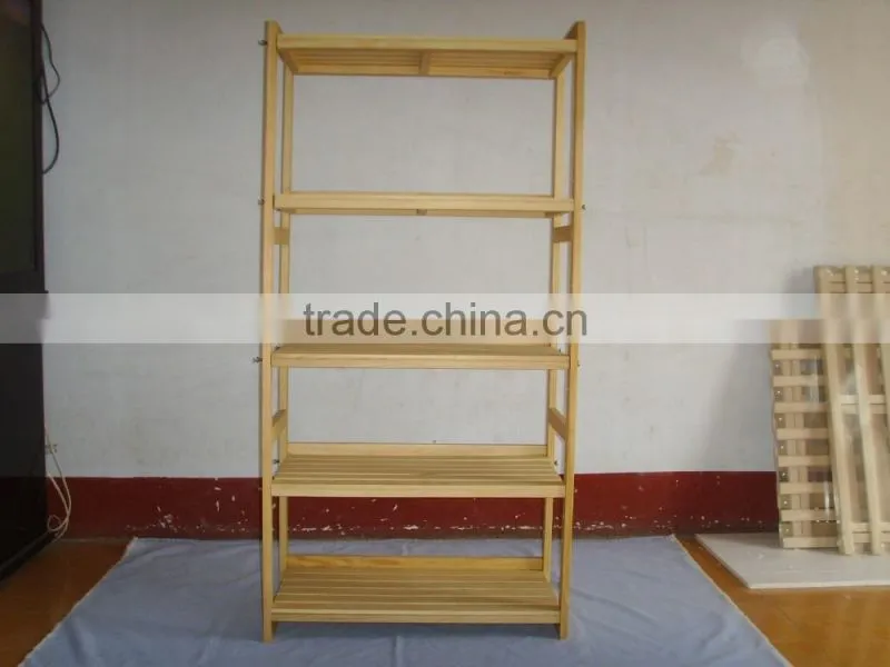 Outdoor wooden flower shelf