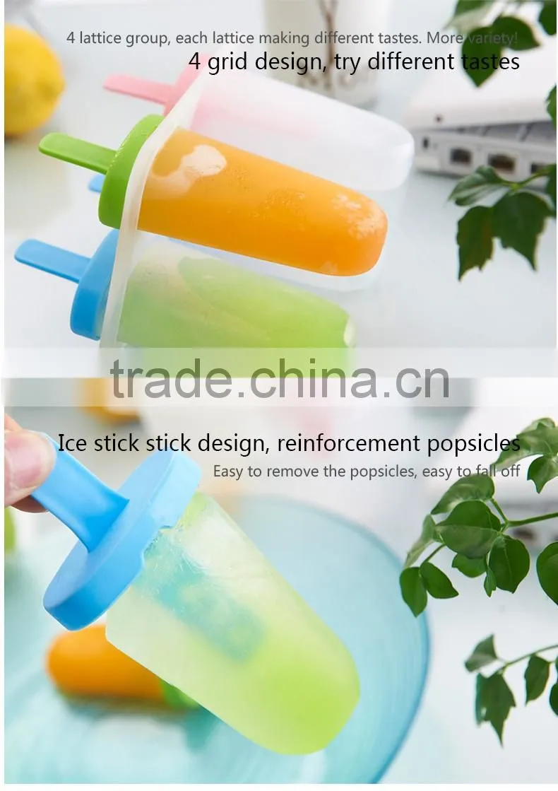 Wholesale Creative Homemade Custom Food Grade Plastic Ice Popsicle Mold, plastic ice cream molds