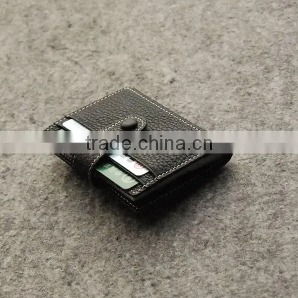 Litchi Stria Factory Direct Wholesale Leather Card Holder Customize Cards Bag with Buckle