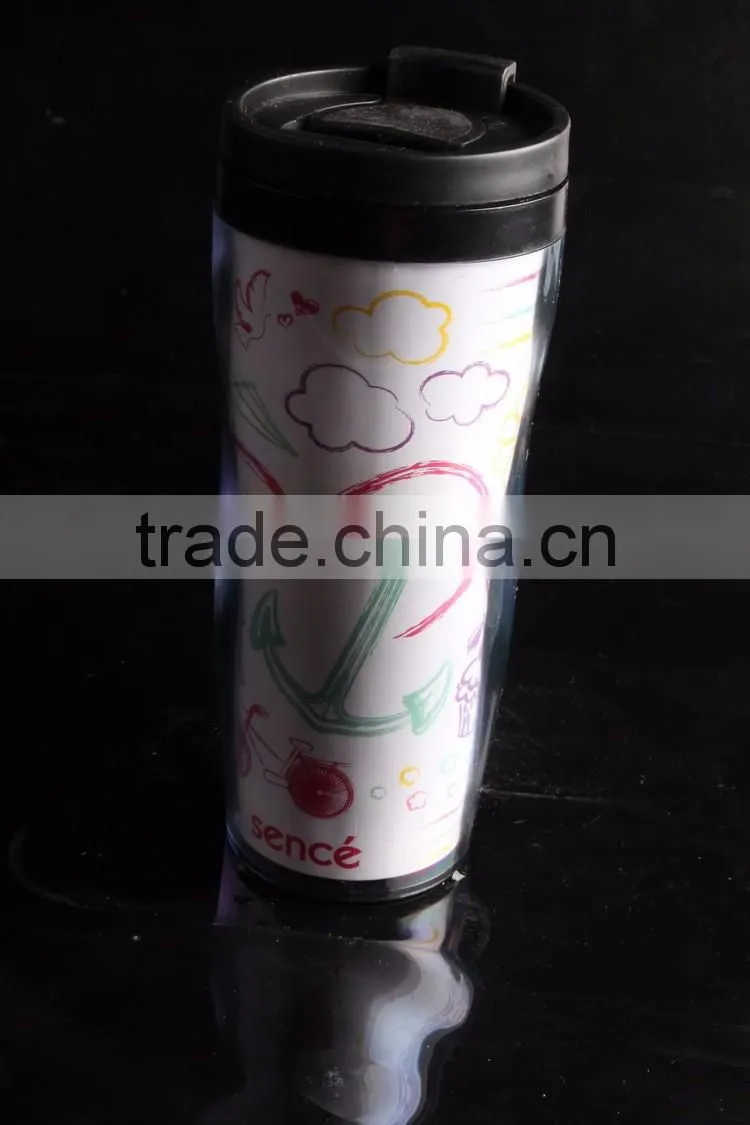 Plastic Double wall travel custom coffee mug