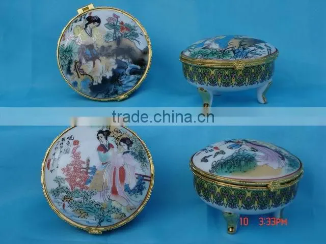 Cute shot shape caremic gilt jewelery box
