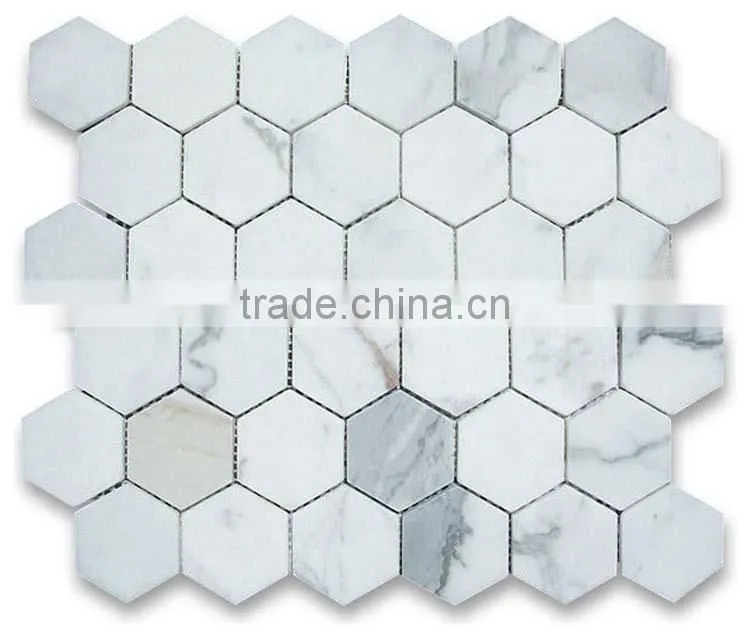 MM-CV245 Low price wall designs natural stone 25mm hexagon marble mosaics