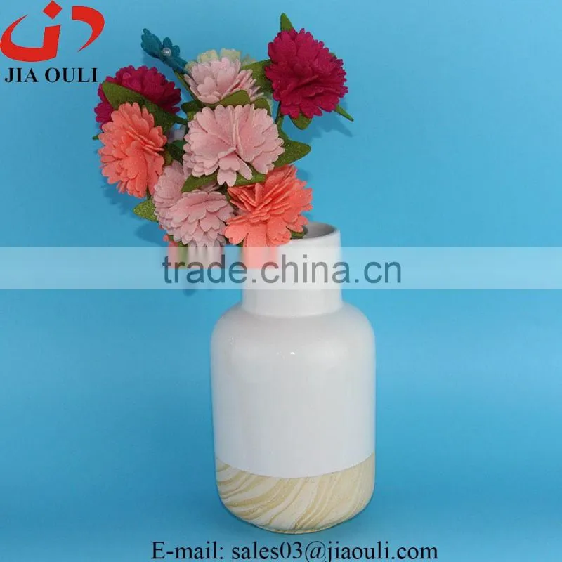 NEW design wood grain white ceramic vase