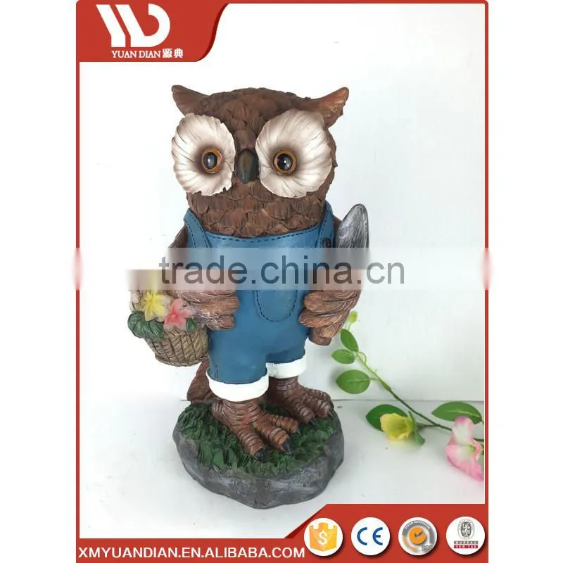 Made In China Art Work Owl Resin Craft Outdoor Light Solar Lighting