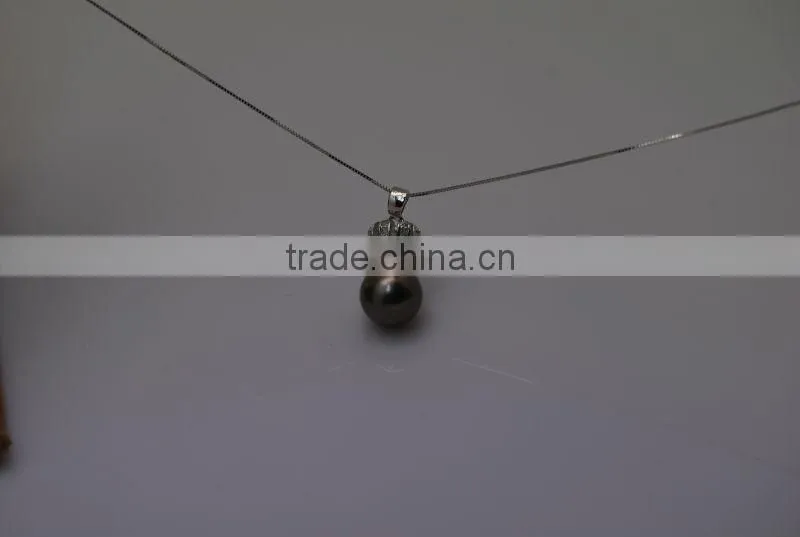 17'' 12-13mm black tahitian mother of pearl pendant necklace