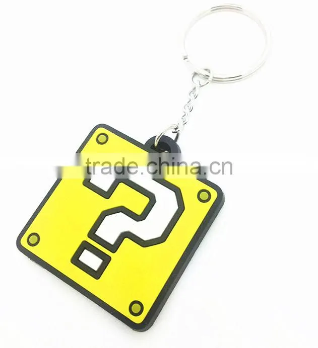 Factory supply square shape custome silicone rubber keychains