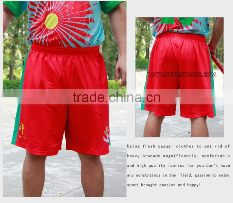 Red with Mint Green Men's Full Sublimation Hockey shorts