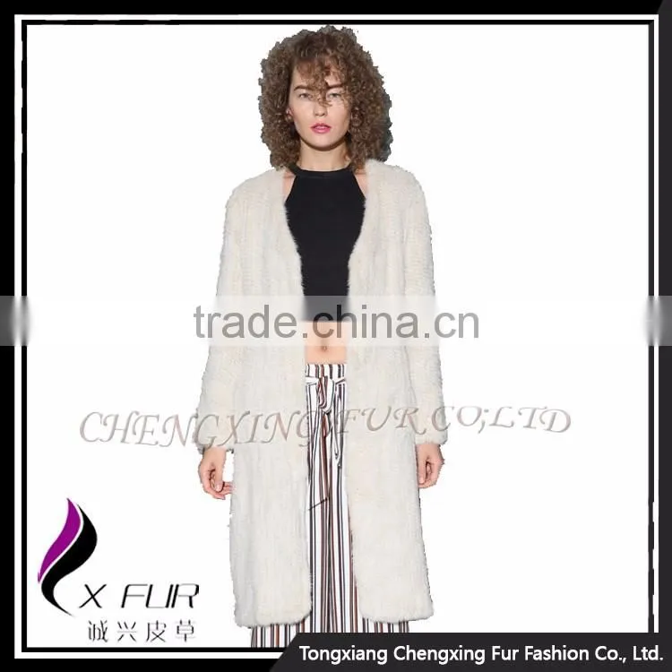 CX-G-A-49A Ladies Hand Knitted Mink Fur 2017 New Coat