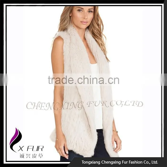 CX-G-B-271C Rex Rabbit Fur Flower Elegant Women Fur Fashion Girl Waistcoat